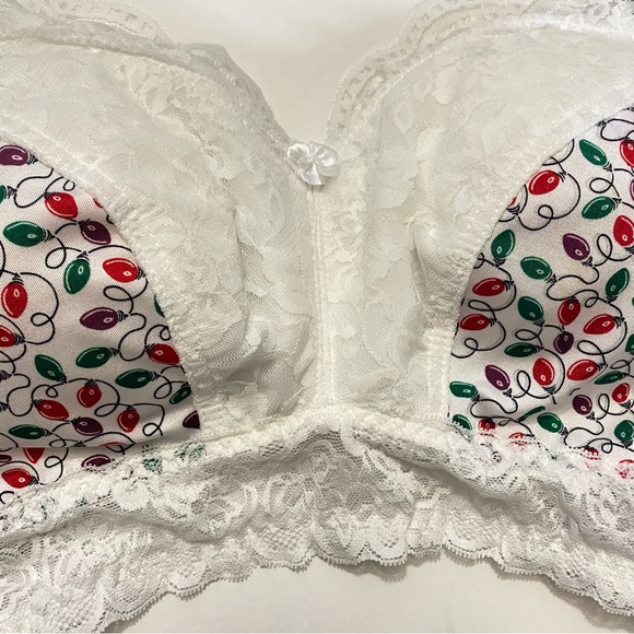 Rhonda Shear Ahh Pin-Up Lace Leisure Bra Holiday Edition Christmas Lights- XL - Picture 8 of 11